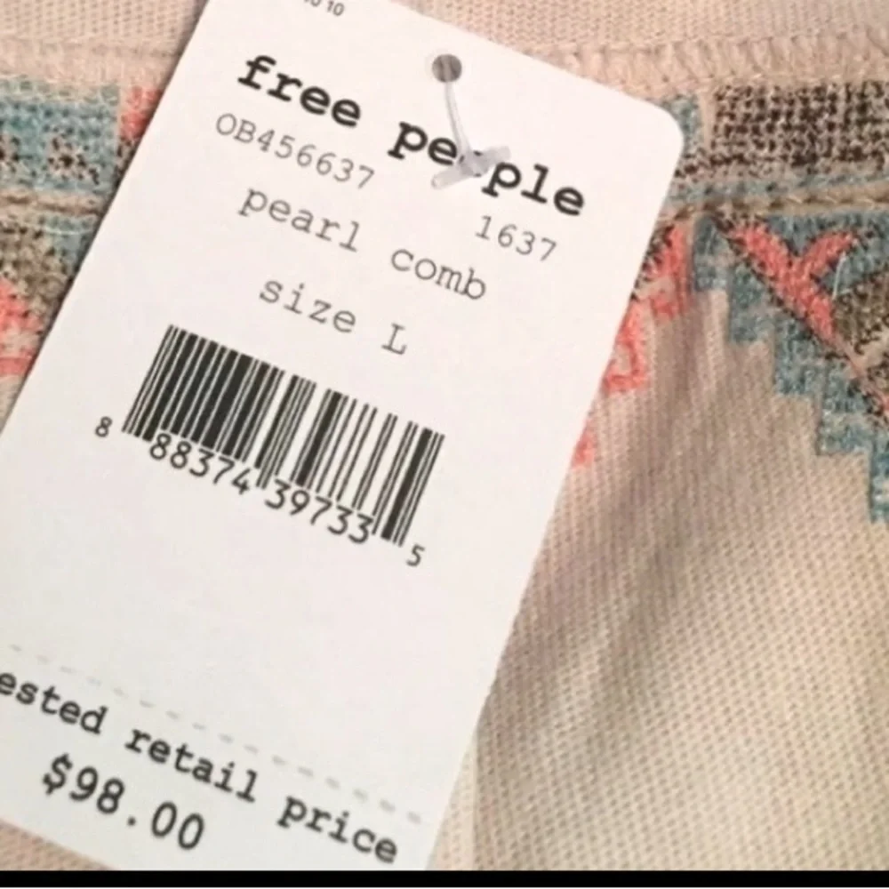Free People Cross My Heart Tank Large 12 Ivory Embroidered Cropped Surplice NWT